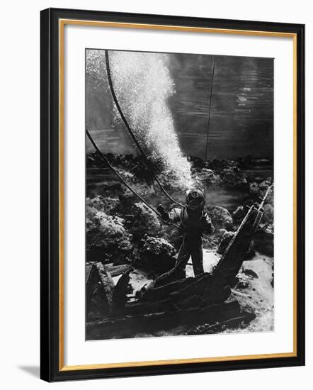 The First Photograph of a Diver at the Bottom of the Sea-null-Framed Photographic Print