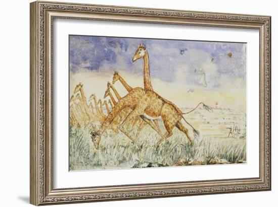The First Rush of the Giraffes, 1861-Sir Samuel Baker-Framed Giclee Print