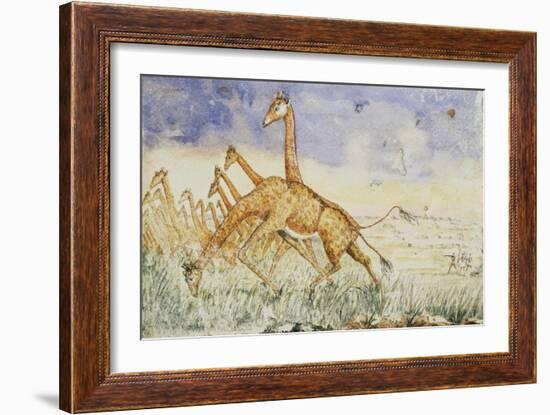 The First Rush of the Giraffes, 1861-Sir Samuel Baker-Framed Giclee Print