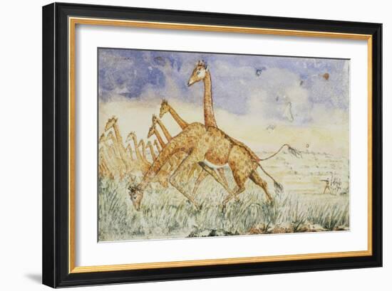 The First Rush of the Giraffes, 1861-Sir Samuel Baker-Framed Giclee Print