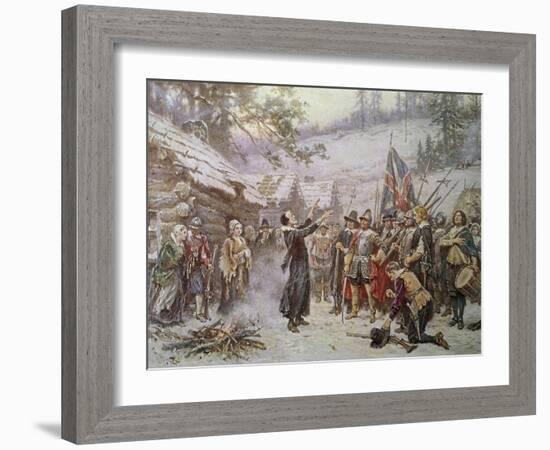 The First Sermon Ashore in 1621-Jean Leon Gerome Ferris-Framed Giclee Print