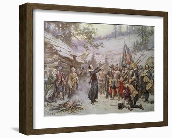 The First Sermon Ashore in 1621-Jean Leon Gerome Ferris-Framed Giclee Print