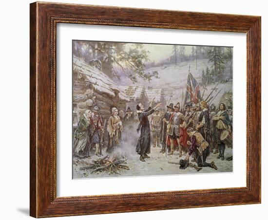 The First Sermon Ashore in 1621-Jean Leon Gerome Ferris-Framed Giclee Print