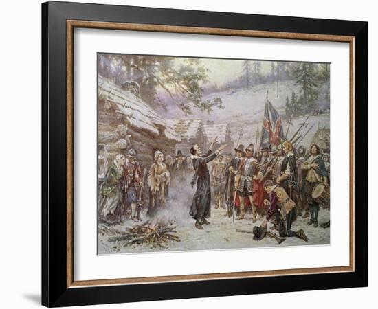 The First Sermon Ashore in 1621-Jean Leon Gerome Ferris-Framed Giclee Print