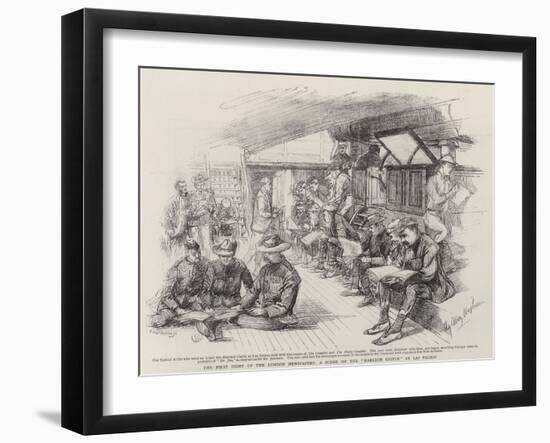 The First Sight of the London Newspapers, a Scene on the Harlech Castle at Las Palmas-null-Framed Giclee Print