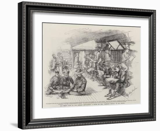 The First Sight of the London Newspapers, a Scene on the Harlech Castle at Las Palmas-null-Framed Giclee Print