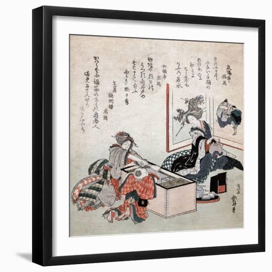 The First Tea of the Year, Japanese Wood-Cut Print-Lantern Press-Framed Art Print