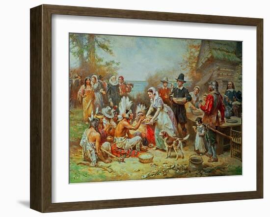 The First Thanksgiving-Jean Leon Gerome Ferris-Framed Giclee Print