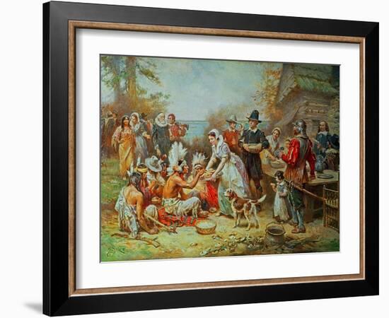 The First Thanksgiving-Jean Leon Gerome Ferris-Framed Giclee Print