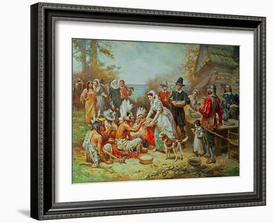 The First Thanksgiving-Jean Leon Gerome Ferris-Framed Giclee Print