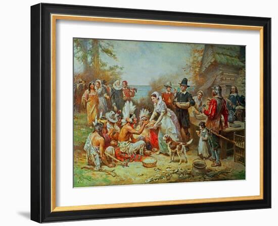 The First Thanksgiving-Jean Leon Gerome Ferris-Framed Giclee Print