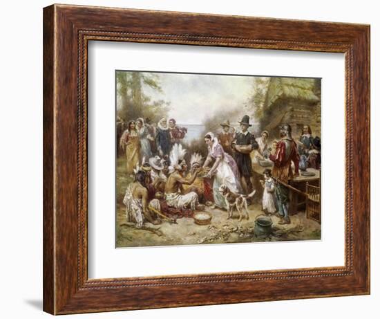 The First Thanksgivng, 1621-Jean Leon Gerome Ferris-Framed Giclee Print