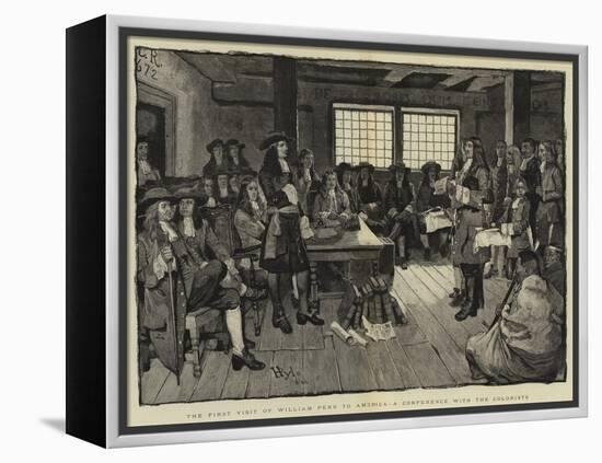 The First Visit of William Penn to America, a Conference with the Colonists-Howard Pyle-Framed Premier Image Canvas