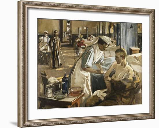 The First Wounded, London Hospital, 1914, 1914-Sir John Lavery-Framed Giclee Print