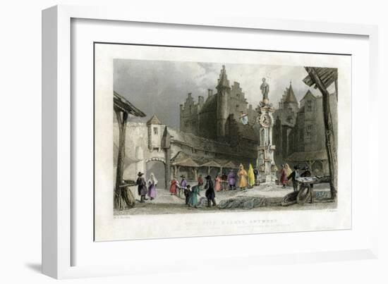 The Fish Market, Antwerp, Belgium, 19th Century-J Rogers-Framed Giclee Print