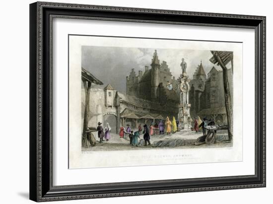 The Fish Market, Antwerp, Belgium, 19th Century-J Rogers-Framed Giclee Print