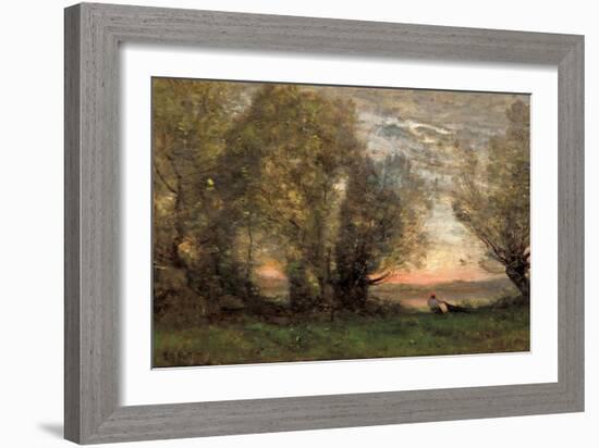 The Fisherman, Evening Effect, Ca 1860-1870-Jean-Baptiste-Camille Corot-Framed Giclee Print