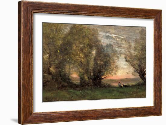 The Fisherman, Evening Effect, Ca 1860-1870-Jean-Baptiste-Camille Corot-Framed Giclee Print