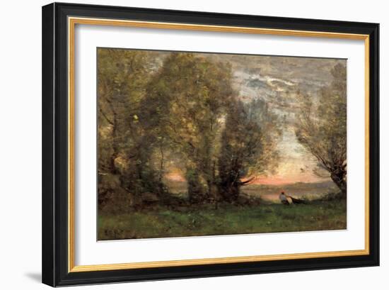 The Fisherman, Evening Effect, Ca 1860-1870-Jean-Baptiste-Camille Corot-Framed Giclee Print