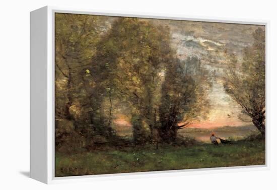 The Fisherman, Evening Effect, Ca 1860-1870-Jean-Baptiste-Camille Corot-Framed Premier Image Canvas