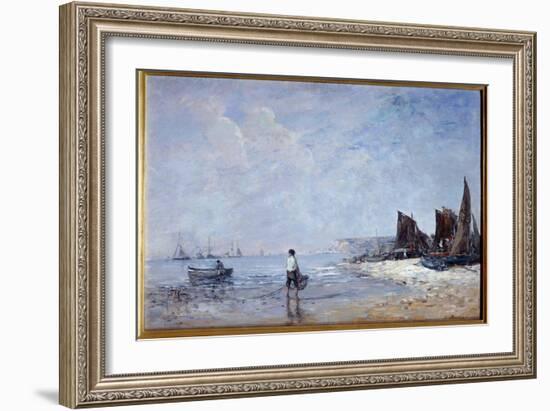 The Fisherman Painting by Eugene Louis Boudin (1824-1898) 19Th Century Sun. 0,35X0,57 M Rouen, Muse-Eugene Louis Boudin-Framed Giclee Print