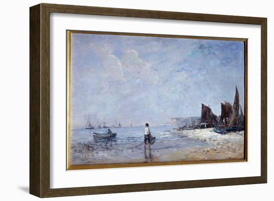 The Fisherman Painting by Eugene Louis Boudin (1824-1898) 19Th Century Sun. 0,35X0,57 M Rouen, Muse-Eugene Louis Boudin-Framed Giclee Print