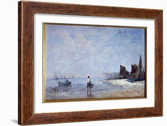 The Fisherman Painting by Eugene Louis Boudin (1824-1898) 19Th Century Sun. 0,35X0,57 M Rouen, Muse-Eugene Louis Boudin-Framed Giclee Print