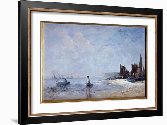 The Fisherman Painting by Eugene Louis Boudin (1824-1898) 19Th Century Sun. 0,35X0,57 M Rouen, Muse-Eugene Louis Boudin-Framed Giclee Print