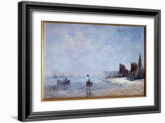 The Fisherman Painting by Eugene Louis Boudin (1824-1898) 19Th Century Sun. 0,35X0,57 M Rouen, Muse-Eugene Louis Boudin-Framed Giclee Print