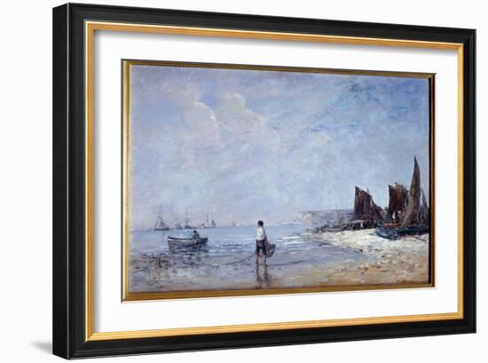 The Fisherman Painting by Eugene Louis Boudin (1824-1898) 19Th Century Sun. 0,35X0,57 M Rouen, Muse-Eugene Louis Boudin-Framed Giclee Print
