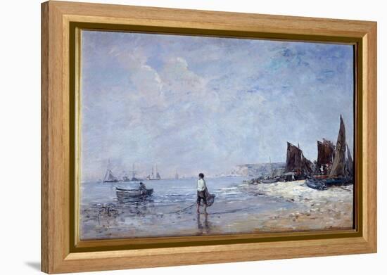 The Fisherman Painting by Eugene Louis Boudin (1824-1898) 19Th Century Sun. 0,35X0,57 M Rouen, Muse-Eugene Louis Boudin-Framed Premier Image Canvas