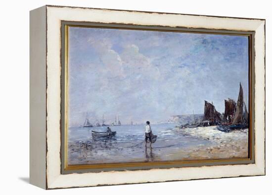 The Fisherman Painting by Eugene Louis Boudin (1824-1898) 19Th Century Sun. 0,35X0,57 M Rouen, Muse-Eugene Louis Boudin-Framed Premier Image Canvas