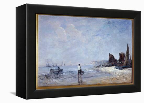 The Fisherman Painting by Eugene Louis Boudin (1824-1898) 19Th Century Sun. 0,35X0,57 M Rouen, Muse-Eugene Louis Boudin-Framed Premier Image Canvas