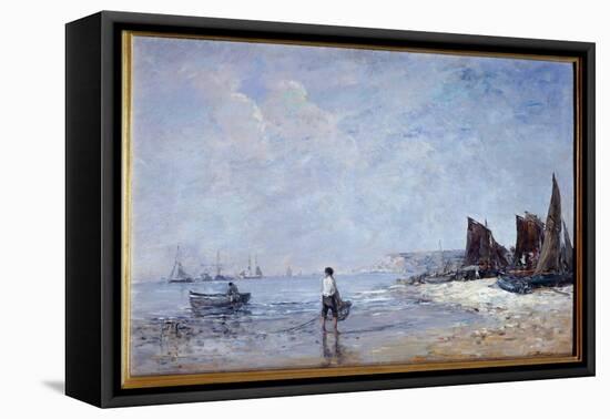 The Fisherman Painting by Eugene Louis Boudin (1824-1898) 19Th Century Sun. 0,35X0,57 M Rouen, Muse-Eugene Louis Boudin-Framed Premier Image Canvas