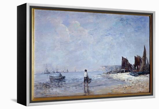 The Fisherman Painting by Eugene Louis Boudin (1824-1898) 19Th Century Sun. 0,35X0,57 M Rouen, Muse-Eugene Louis Boudin-Framed Premier Image Canvas