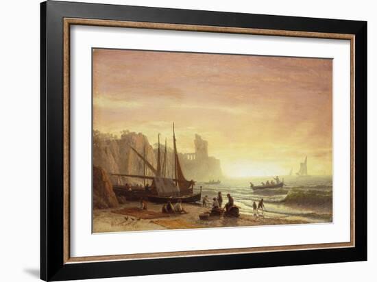 The Fishing Fleet-Albert Bierstadt-Framed Giclee Print