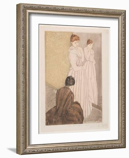 The Fitting, 1891 (Drypoint, Softground Etching and Aquatint on Cream Laid Paper)-Mary Stevenson Cassatt-Framed Giclee Print