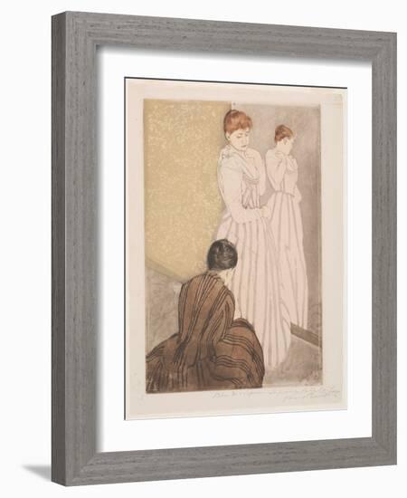 The Fitting, 1891 (Drypoint, Softground Etching and Aquatint on Cream Laid Paper)-Mary Stevenson Cassatt-Framed Giclee Print