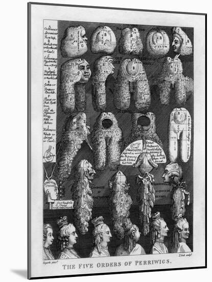 The Five Orders of George III's Wigs by William Hogarth-William Hogarth-Mounted Giclee Print