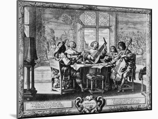 The Five Senses, Hearing Allegory, Etching-Abraham Bosse-Mounted Giclee Print