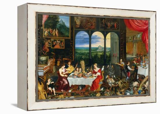 The Five Senses: Taste, Hearing and Touch-Jan Brueghel the Elder-Framed Premier Image Canvas