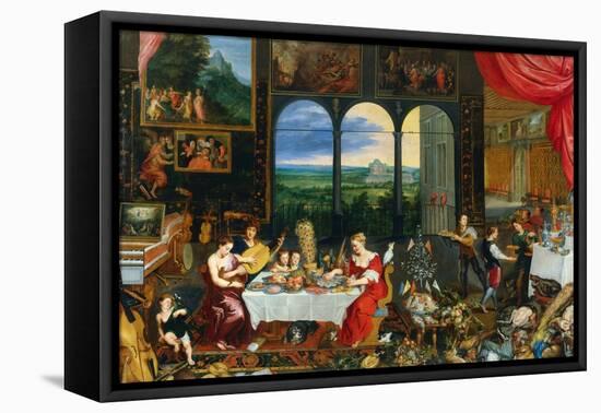 The Five Senses: Taste, Hearing and Touch-Jan Brueghel the Elder-Framed Premier Image Canvas