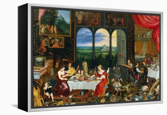 The Five Senses: Taste, Hearing and Touch-Jan Brueghel the Elder-Framed Premier Image Canvas