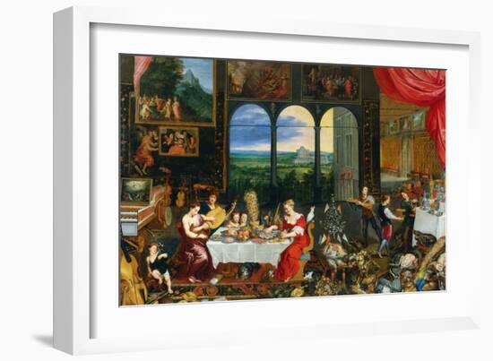 The Five Senses: Taste, Hearing and Touch-Jan Brueghel the Elder-Framed Giclee Print