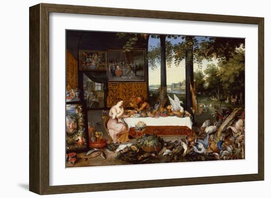 The Five Senses, Taste-Jan the Younger Brueghel-Framed Giclee Print