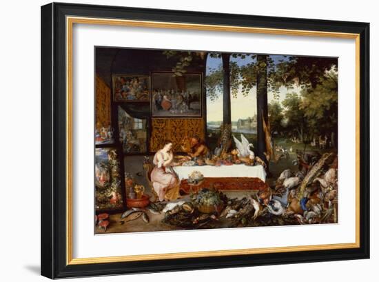 The Five Senses, Taste-Jan the Younger Brueghel-Framed Giclee Print