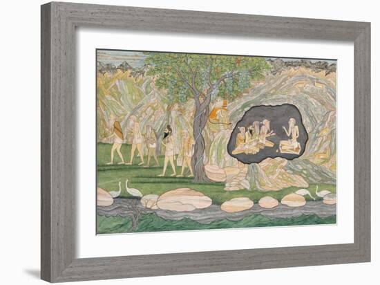 The Five Siddhas Make their Way to the Kailasha Mountains, C.1820-Purkhu-Framed Giclee Print