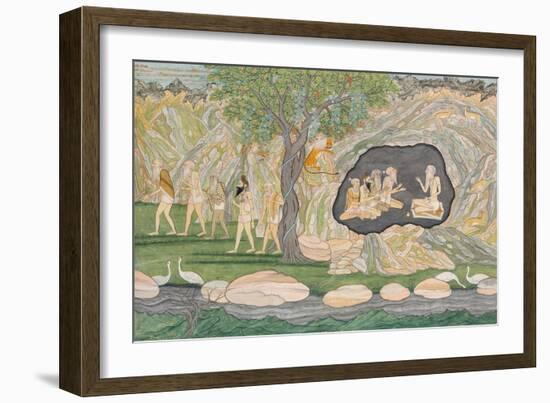 The Five Siddhas Make their Way to the Kailasha Mountains, C.1820-Purkhu-Framed Giclee Print