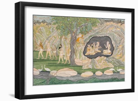 The Five Siddhas Make their Way to the Kailasha Mountains, C.1820-Purkhu-Framed Giclee Print