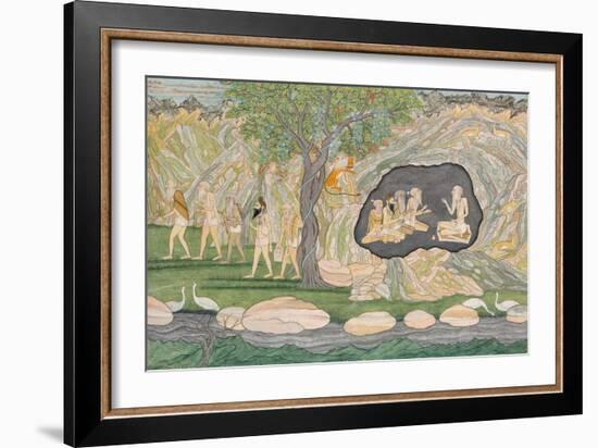 The Five Siddhas Make their Way to the Kailasha Mountains, C.1820-Purkhu-Framed Giclee Print